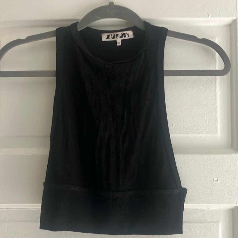 Joah Brown black halter crop top